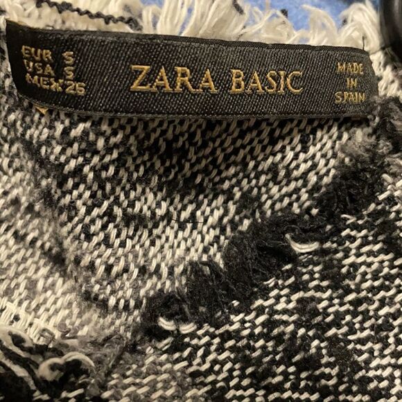 ZARA Gray Basic Medium Knit Black Stripes 3/4 Sleeves Dress - Picture 14 of 15